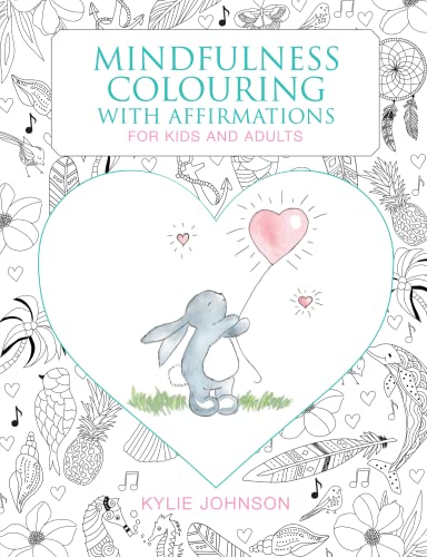Book cover with a bunny holding a heart, floral and feather designs.