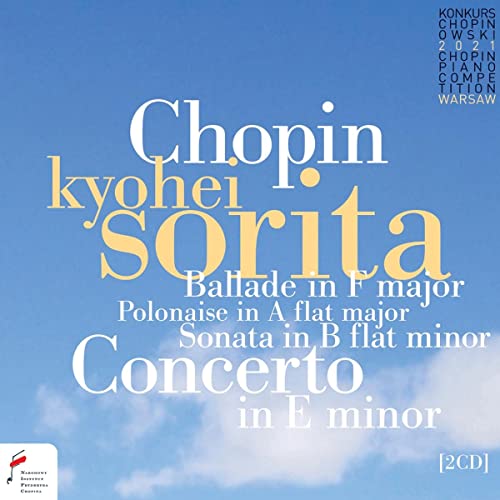 CD cover for Kyohei Sorita’s Chopin piano works, blue and white text.