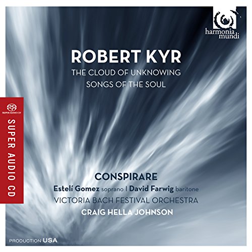 CD cover for Robert Kyr’s “The Cloud of Unknowing” with abstract blue swirls.