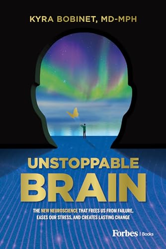 Book cover for “Unstoppable Brain” with a brain-shaped window and colorful sky.