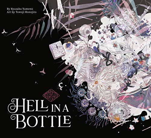 Book cover for "Hell in a Bottle" featuring a pale figure amidst colorful chaos.