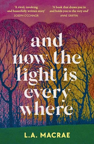 Book cover with silhouetted trees against a sunset sky and white title text.