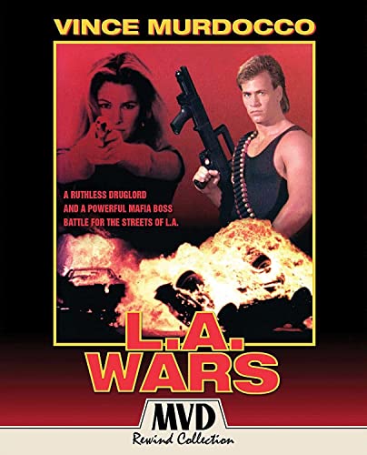 Movie poster for "L.A. Wars" featuring actors with guns and explosions.