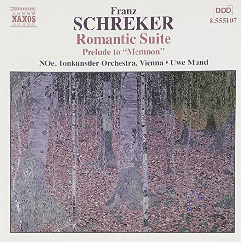 "CD cover featuring a forest scene with trees and fallen leaves, Franz Schreker's name displayed."