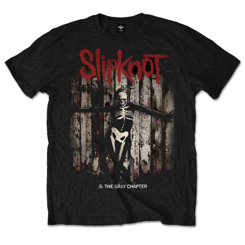 Black Slipknot t-shirt with album art featuring a skeletal figure.