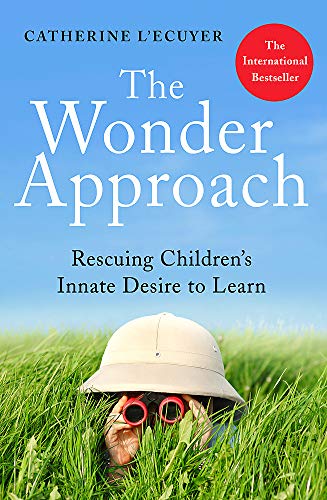 Book cover with title, child looking through binoculars in grass.