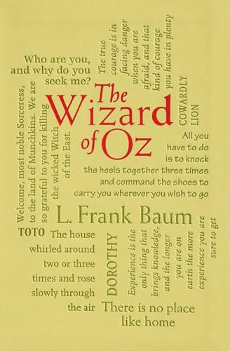Book cover for "The Wizard of Oz" with text arranged in a design.