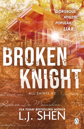 Book cover for “Broken Knight” with a treehouse and warm tones.