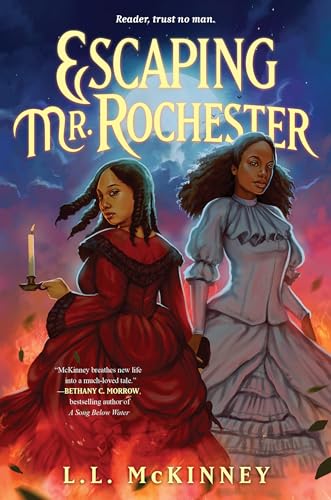 Book cover: two women in historical dress against a fiery background.