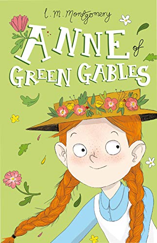 Vintage-style book cover with a young red-haired girl outdoors in a green landscape.