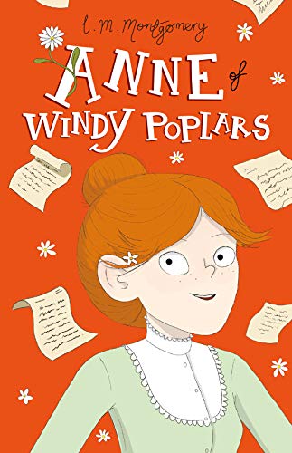 Book cover featuring a red-haired girl with floating papers and flowers.