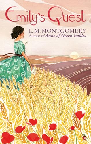 Book cover: woman in green dress standing in a wheat field.