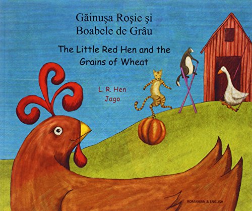 Book cover: colorful illustration of a red hen and farm animals.