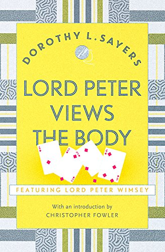 Yellow book cover with title "Lord Peter Views the Body" and playing cards.