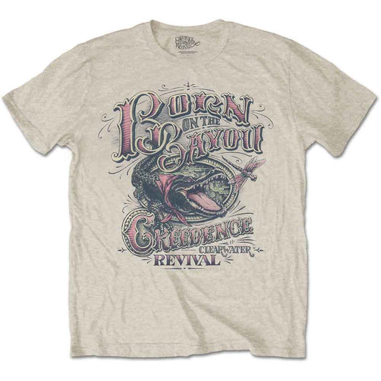 Neutral unisex XL t-shirt with “Born on the Bayou” text graphic.