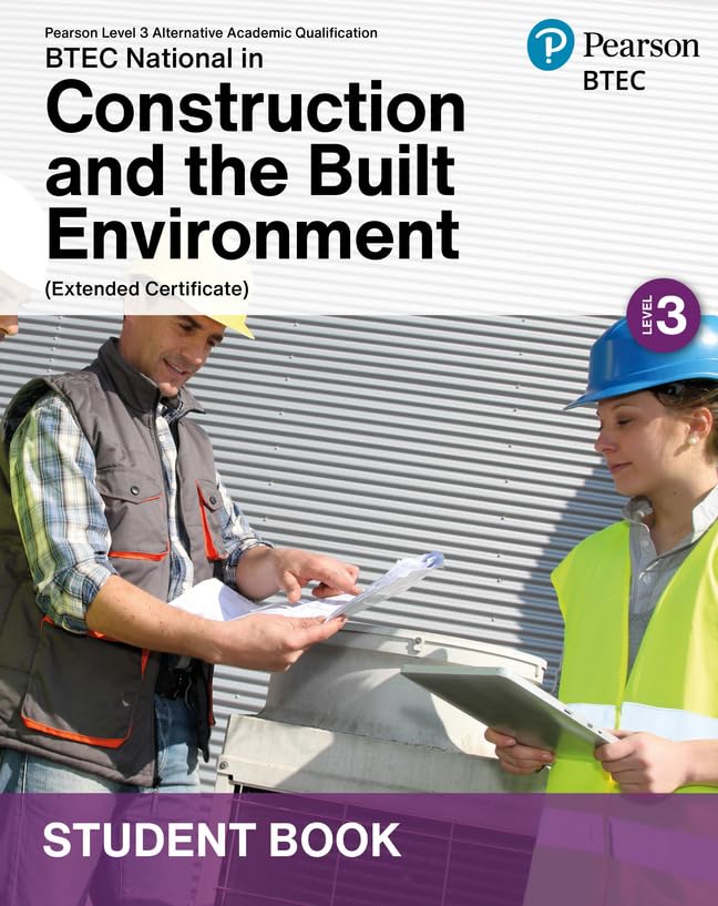 BTEC Construction textbook cover with construction workers reviewing blueprints.