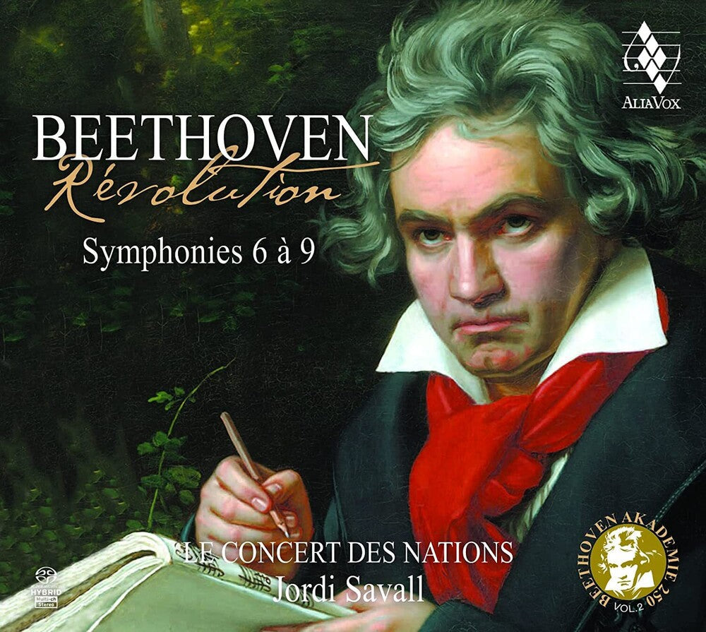 CD cover featuring a portrait of Beethoven with text Beethoven Revolution Symphonies 6 to 9.