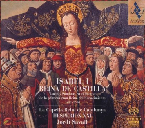 CD cover depicting a Renaissance painting of Queen Isabel I with onlookers.