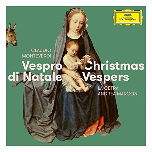 CD cover: Madonna and Child with donkey, text “Vespro di Natale”.