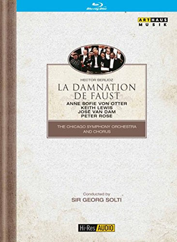 "Bluray cover for 'La Damnation De Faust' featuring a group of formally dressed men."