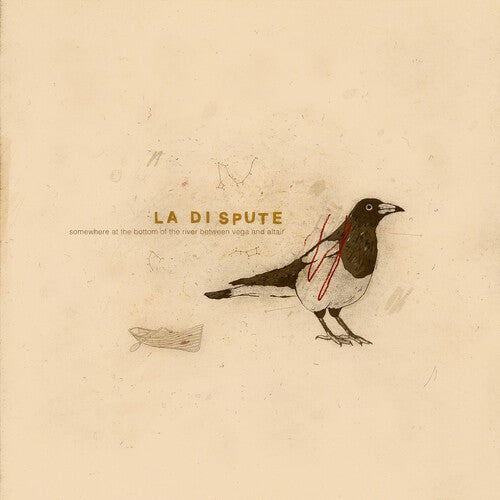 CD cover: sketch of a magpie, small boat, and textured beige background.