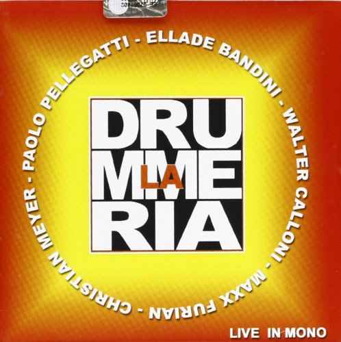 CD cover for “La Drummeria - Live In Mono” with bold text and yellow background.