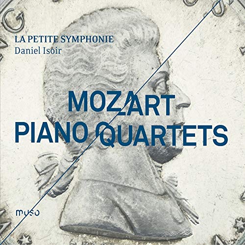 CD cover: Mozart Piano Quartets by Daniel Isoir, with portrait.