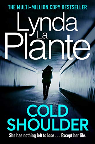 Book cover: woman walking away in a tunnel, dark blue tones.
