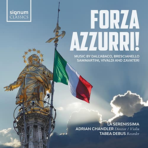 CD cover: golden statue, Italian flag, blue sky, and text “Forza Azzurri!”.