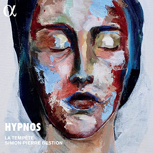 Painted portrait of a face with closed eyes, album cover art.