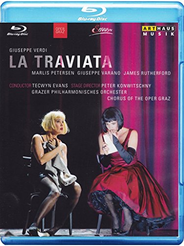 "Blu-ray case cover with two women on stage, one in red dress."