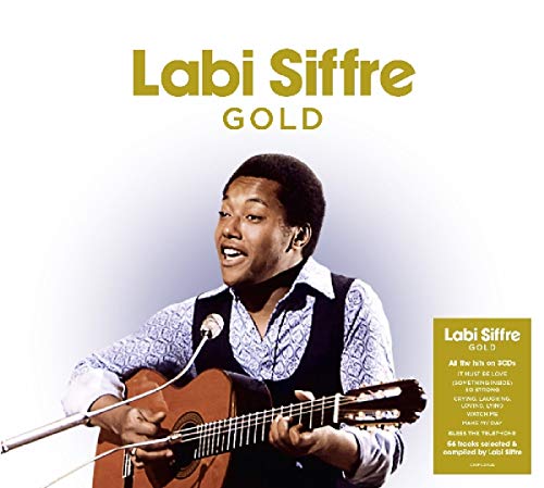 "Album cover featuring Labi Siffre playing guitar, with title 'Labi Siffre Gold' in gold text."