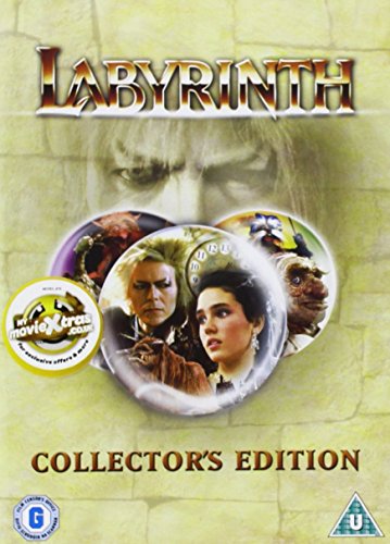 “Labyrinth” DVD cover featuring David Bowie, Jennifer Connelly, and puppets.