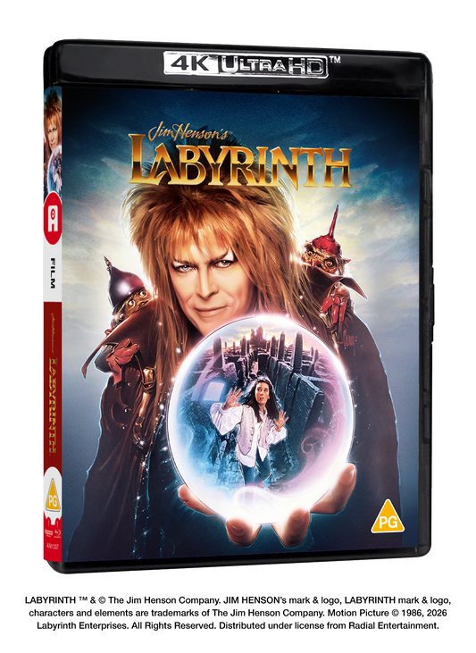 Labyrinth" UHD Blu-ray case featuring David Bowie as Jareth the Goblin King.