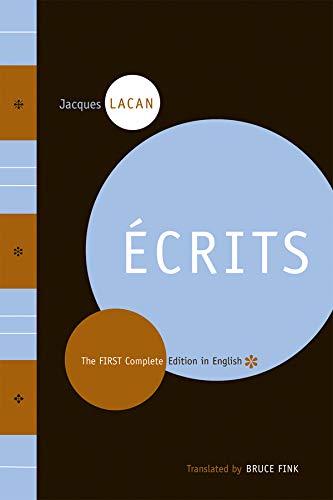 Book cover for “Écrits” by Jacques Lacan, featuring abstract geometric design.