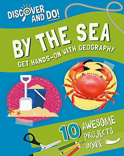 Book cover: "By the Sea" with crab, beach toys, and craft supplies.