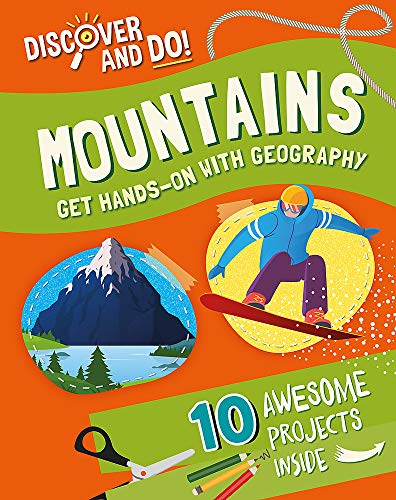 Book cover with mountains, a snowboarder, and craft supplies illustrations.
