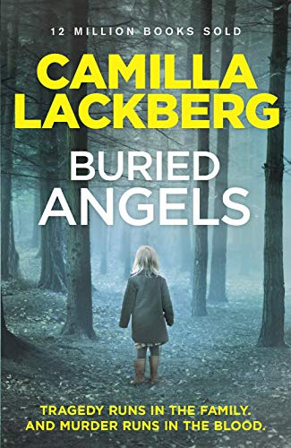 Book cover: “Buried Angels” with a young girl standing in a forest.