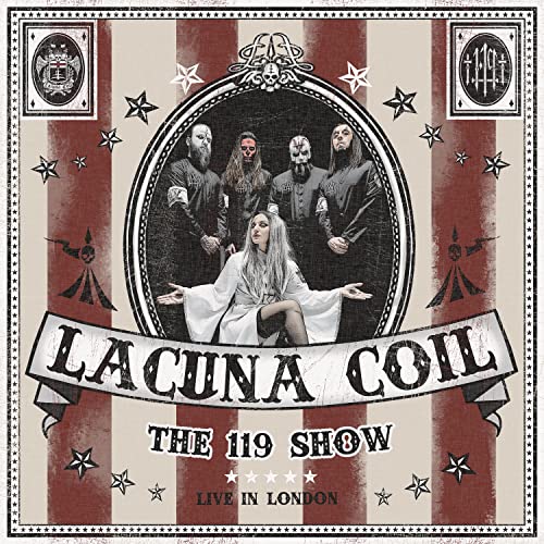 Lacuna Coil band members in ornate oval frame, album cover art.