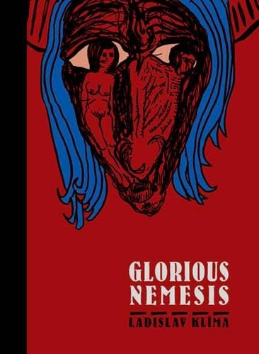 Red and blue abstract face illustration with text "Glorious Nemesis" below.