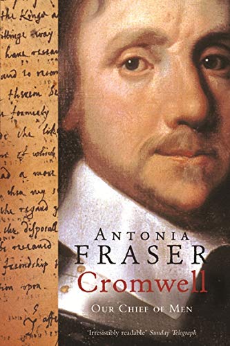 Book cover featuring a portrait of Oliver Cromwell next to a handwritten document background.