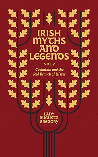 Illustrated Celtic book cover with Cuchulain and Ulster warriors in ancient Irish landscape setting.