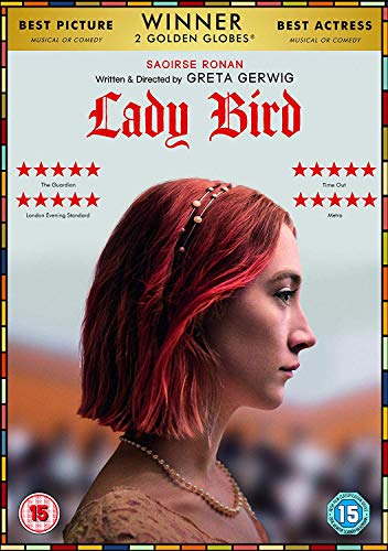 DVD cover for "Lady Bird" featuring Saoirse Ronan in profile.