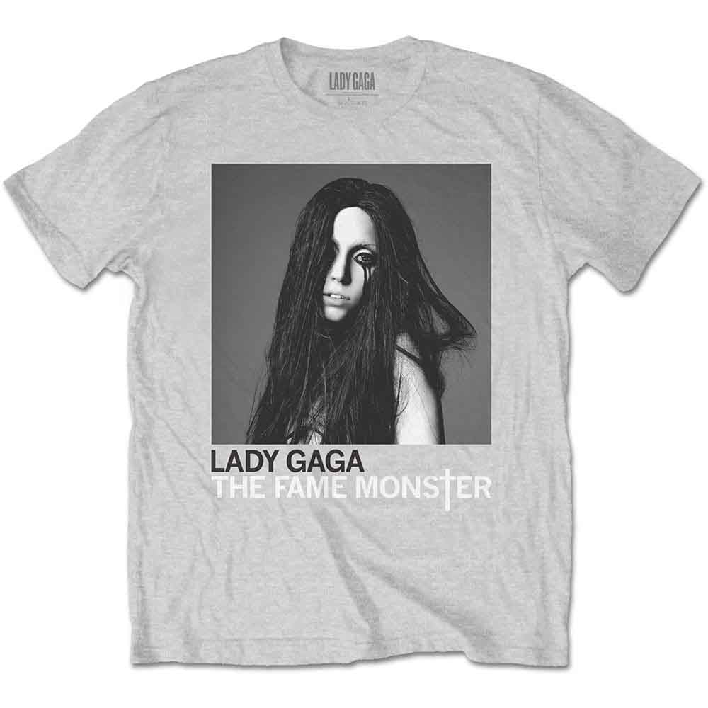 Grey t-shirt with a portrait of Lady Gaga from "The Fame Monster.