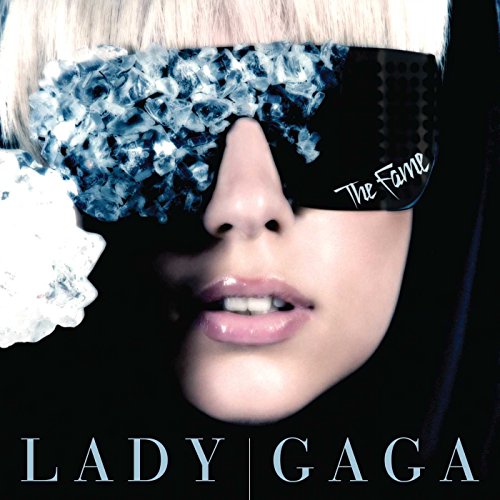 Lady Gaga wearing crystal-embellished sunglasses on the cover of her album The Fame.