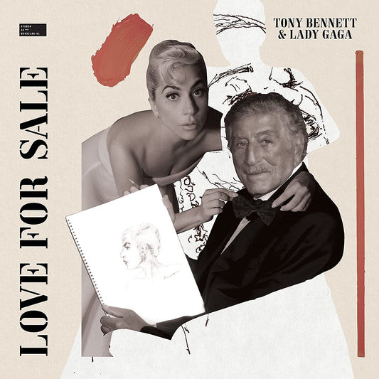 "CD cover art: black and white image of Tony Bennett and Lady Gaga embracing."
