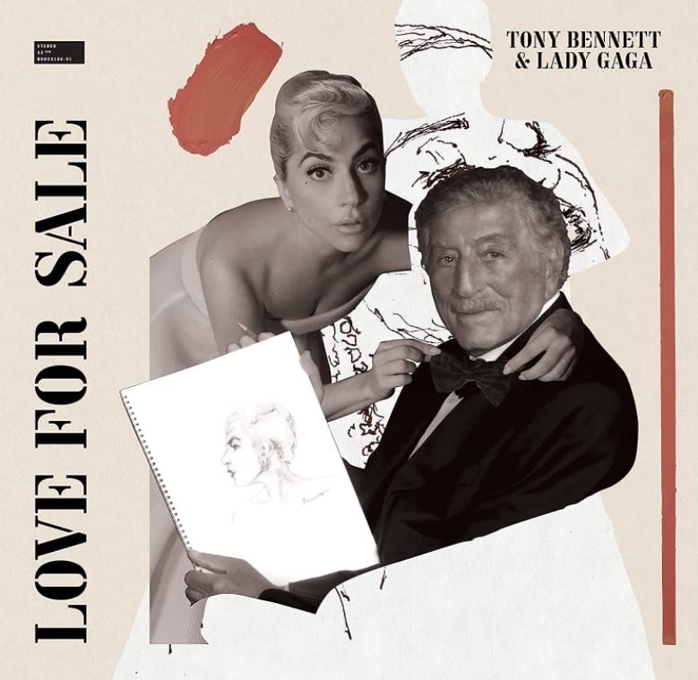 Lady Gaga and Tony Bennett album cover, "Love For Sale", black and white.