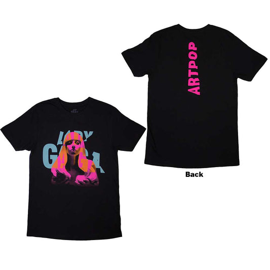 Large black t-shirt with Lady Gaga's Artpop album cover design on the back.