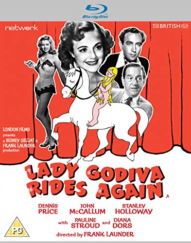 Lady Godiva Rides Again" Blu-ray cover with actors and illustrated imagery.