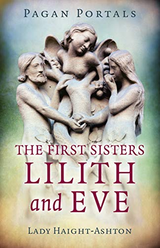 Book cover depicting stone statues of Lilith, Eve, and an angel.